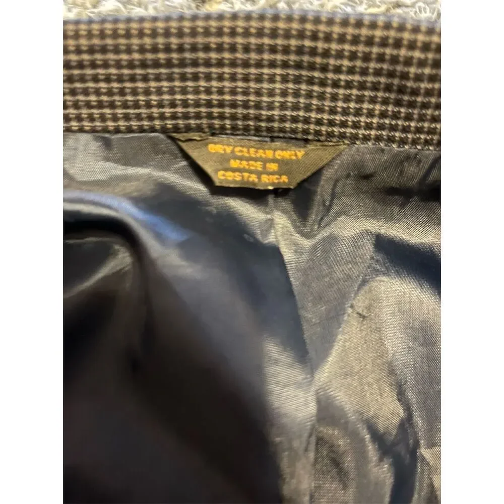 Lion Men's Houndstooth Wool Blazer Jacket Black Size 50 Formal